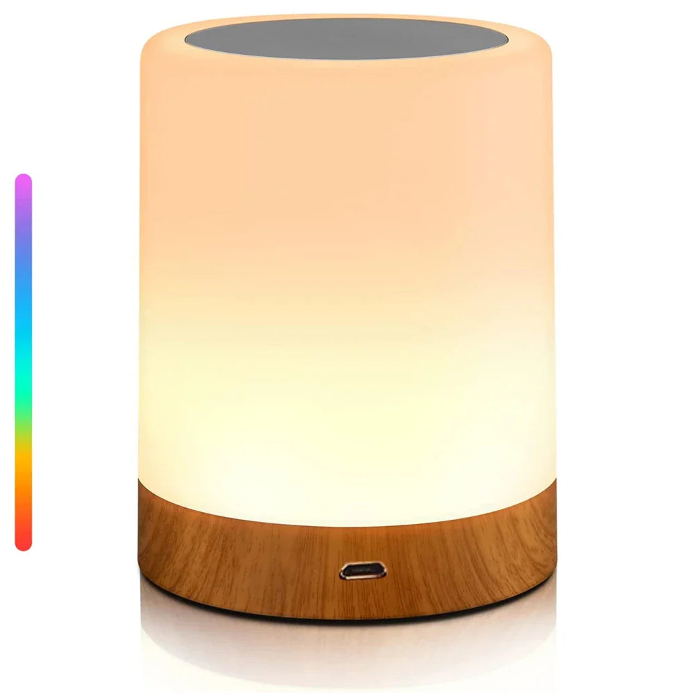 Lampada Touch LED - Lampada da Comodino con Luce RGB, Sensore Touch e Funzione Lampada da Scrivania Portatile - Soluzione Perfetta per l'Illuminazione della Camera da Letto e Regalo per Bambini