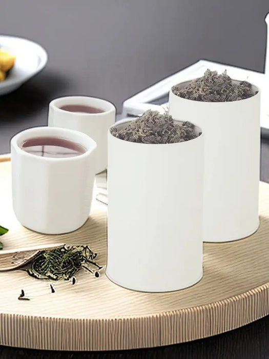 4-Piece Tinplate Storage Cans with Sealed Double Lids – For Loose Tea, Coffee & Spices
