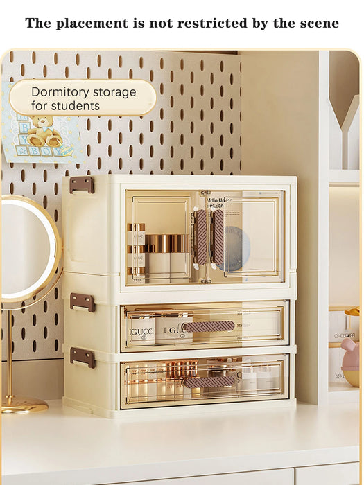 Foldable Transparent Drawer Cosmetic Organiser — Dustproof Multi‑Layer Makeup Storage