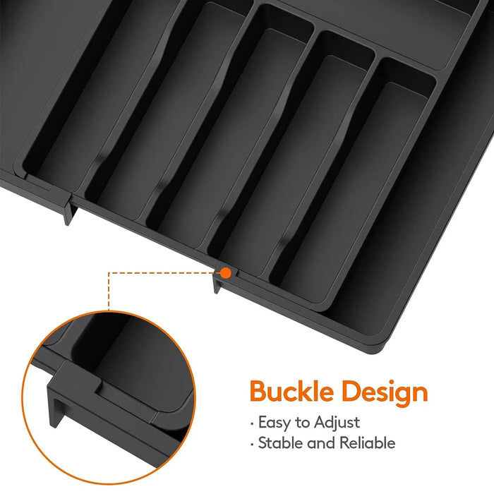 Adjustable Cutlery Drawer Organiser – Expandable Plastic Tray with Dividers