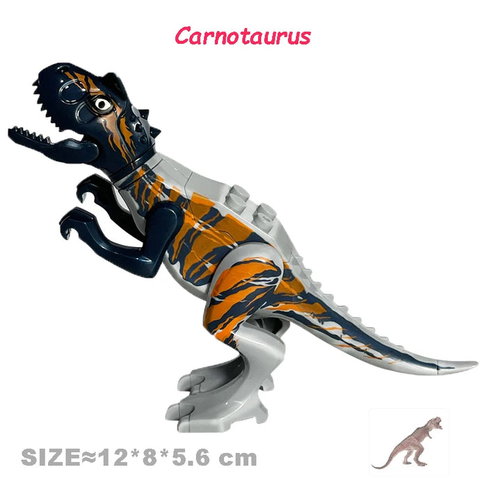 Jurassic Dinosaur Building Blocks - Velociraptor, Triceratops, Indominus & T‑Rex Models
