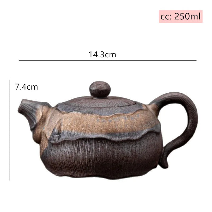 Japanese‑Style Gilt Iron‑Glaze Ceramic Teapot 250ml – Handmade Pu'er & Oolong Teaware
