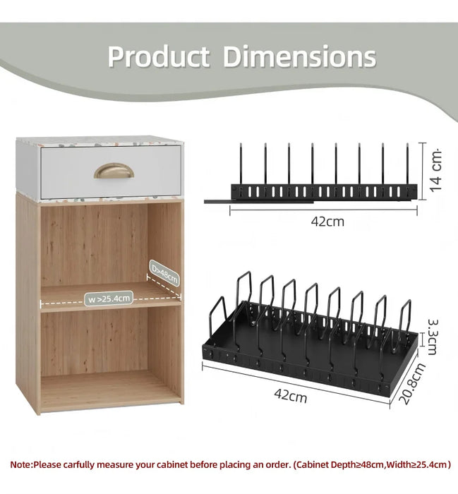 Kitchen Pull-Out Organiser — Pots, Lids, Spices & Drying Rack (Adjustable)