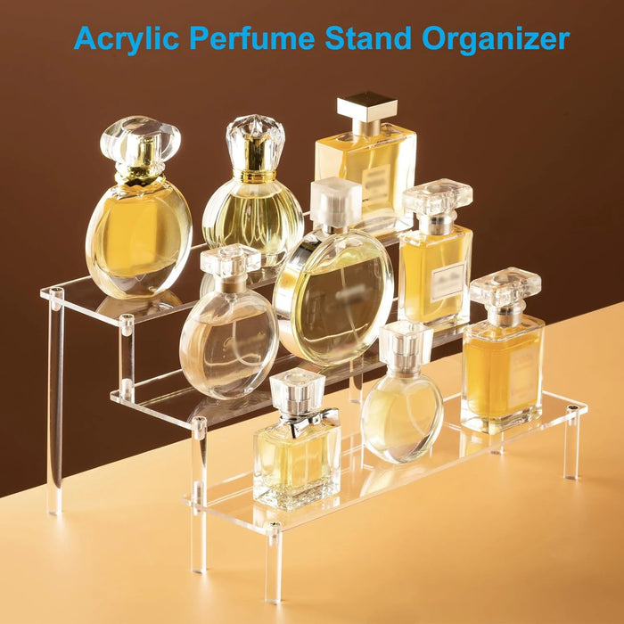 Transparent Acrylic Display Stand — 1–4 Tier Trapezoid Rack for Cupcakes, Perfume & Dolls