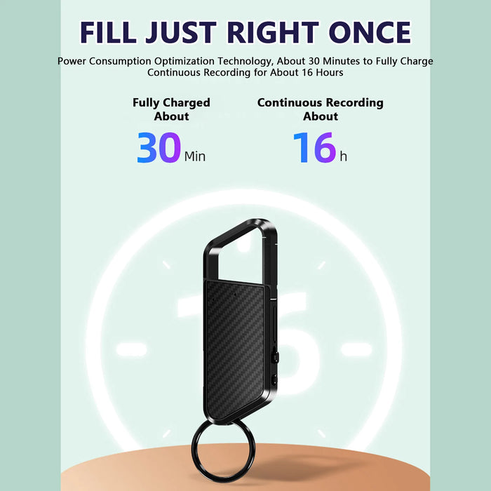 Mini Keyring Voice Recorder — Voice‑Activated, TF Card Up to 128GB