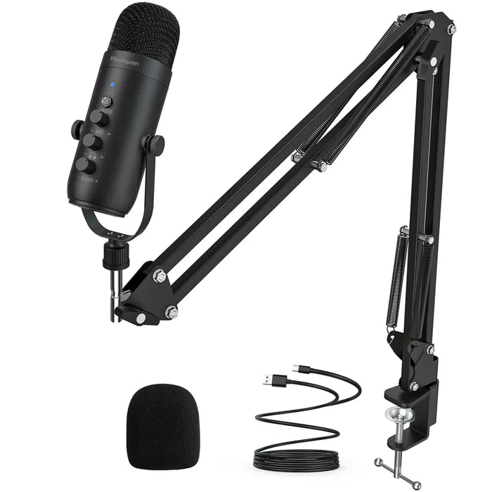 USB Cardioid Condenser Microphone Kit with Boom Arm — Streaming & Podcast Setup