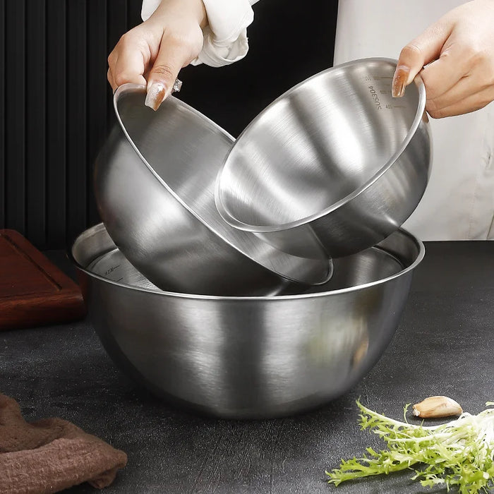 3-piece Stainless Steel Mixing Bowl Set with Measurement Marks