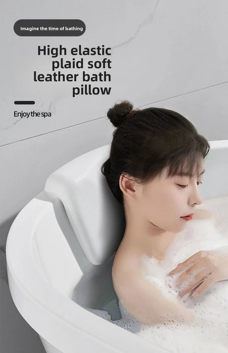 Spa Neck Bath Pillow with Suction Cups — Waterproof Polyurethane Headrest