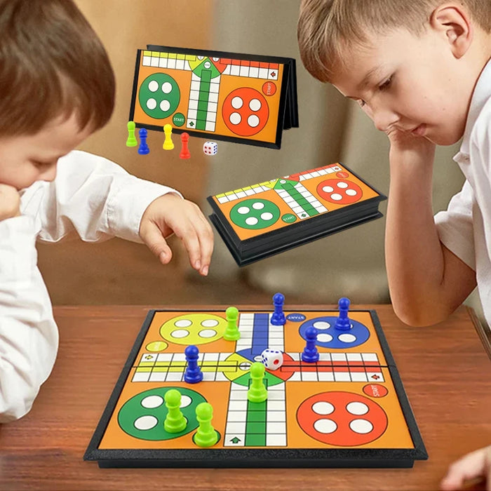 Portable Ludo, Chess & Backgammon Foldable Travel Game Set