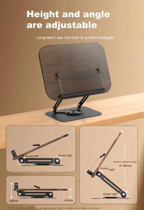 Adjustable 360° Swivel Book Stand – Foldable Cookbook & Music Score Holder, 35cm