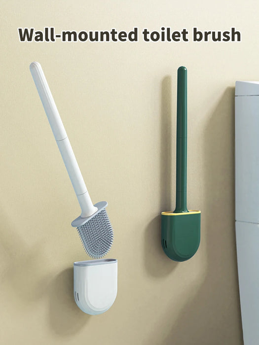 Wall-hanging Long-handle Toilet Brush with Silicone Head, 36×9×4 cm