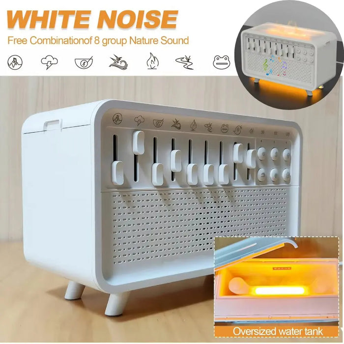 4‑in‑1 Hi‑Fi Bluetooth Speaker — Humidifier, Night Light & 8 Nature Sounds (White)