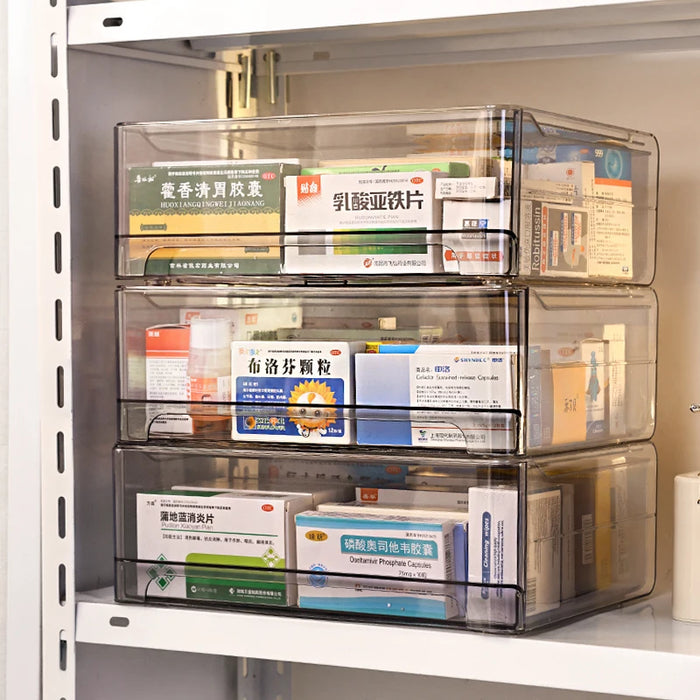 Acrylic Drawer Medicine Box – Stackable, Large Capacity, Durable Design