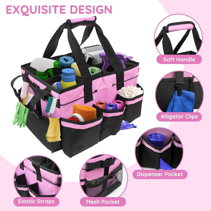 Large Cleaning Caddy Tote with Support Board & Multi-compartment Organiser