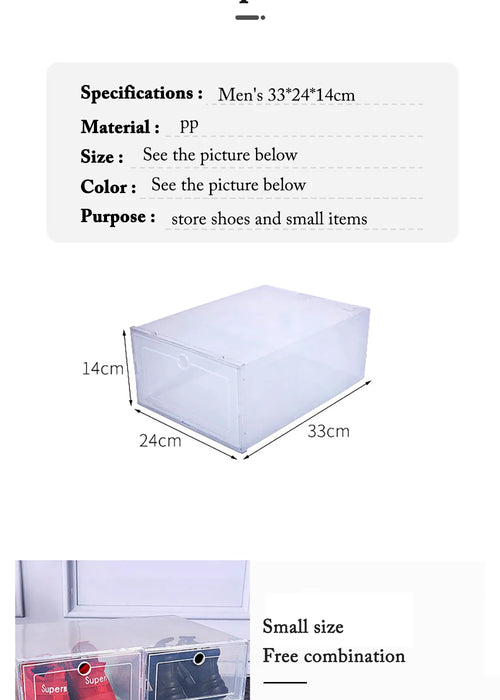 Transparent 6-Pack Shoe Storage Boxes — Thickened, Foldable, Dustproof & Stackable