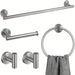 4-piece Stainless Steel Bathroom Set — Toilet Roll Holder, Towel Ring & 2 Hooks