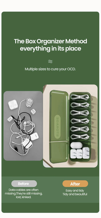 7-Compartment Cable Storage Box – Plastic Cord Organiser for Home & Travel