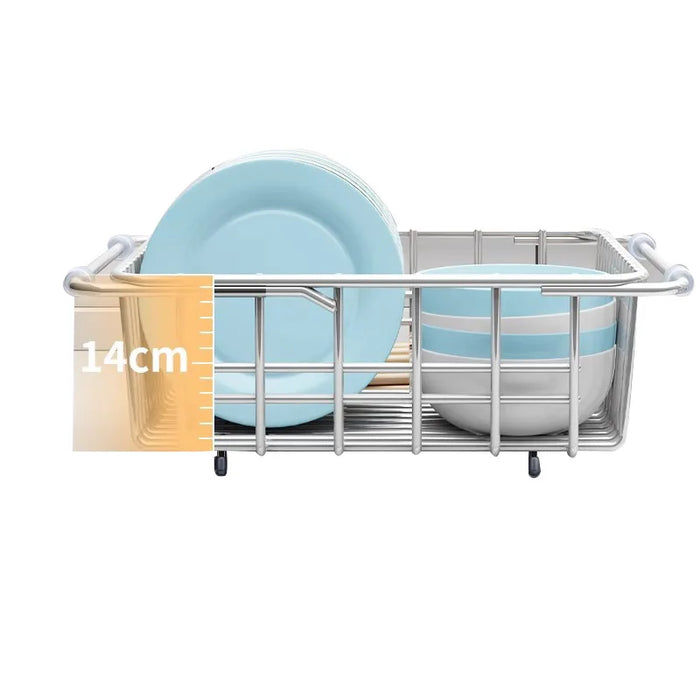 Telescopic Stainless Steel Sink Drainer Basket – Dish Rack Organiser