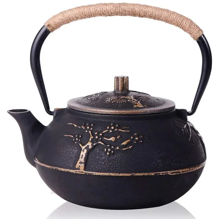 900ml Plum Blossom Cast Iron Teapot with Stainless Steel Infuser