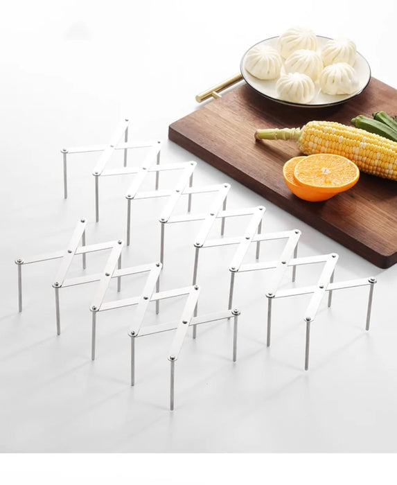Retractable Stainless Steel Pot Lid Rack — Adjustable Foldable Kitchen Organiser