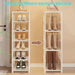 7-Grid Shoe Rack — Metal Tube Frame with Fabric Shelves, Floor Installation, Black or White