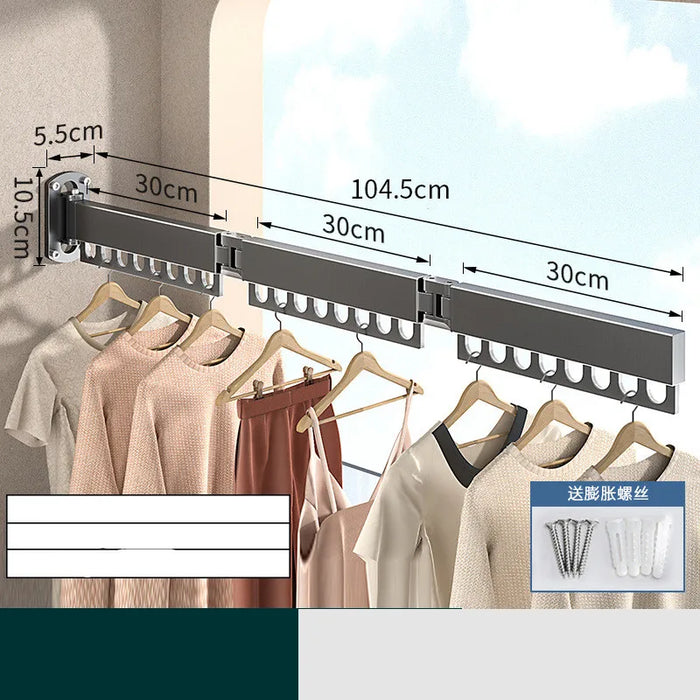 Wall-mounted 45-inch Retractable Clothes Drying Rack - Foldable Space Saver