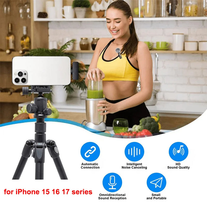 Wireless Lavalier Microphone for iPhone & iPad – Clip-on Mic for Vlogs, Interviews and Podcasts