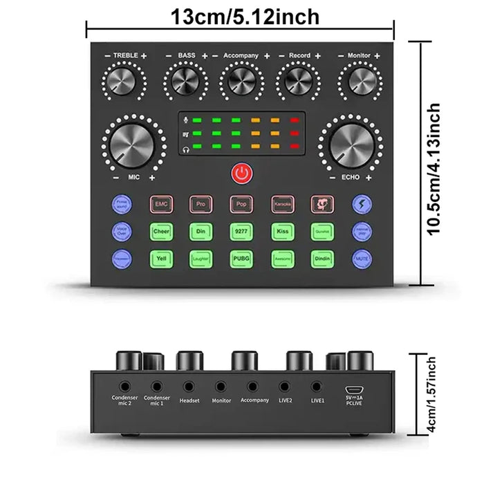 V8S Live Sound Card Podcast Bundle with Condenser Microphone and Boom Arm