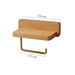 Wall-Mounted Toilet Roll Holder with Shelf — Brass & Wood, Stainless Steel