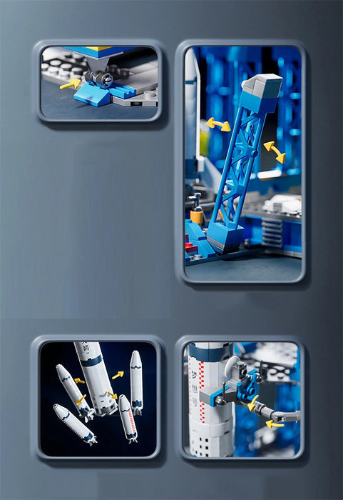 107-Piece DIY Space Rocket & Spaceship Building Set — Launch Centre Model (Plastic Bricks)