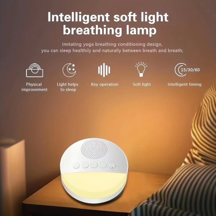 Portable 1200mAh USB Rechargeable White Noise Machine with Night Light & 9 Sounds