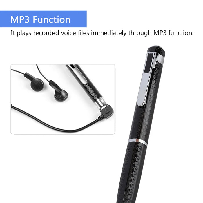 Pen-style Digital Voice Recorder — 12‑hour Continuous, 192kbps, One-button