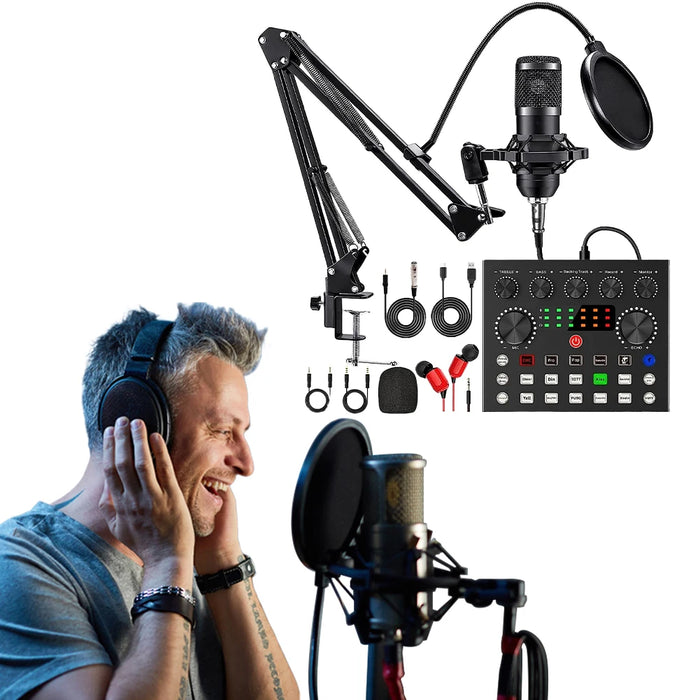 BM-800 Podcast Bundle with V8 Sound Card — Condenser Mic Kit for Podcasting, Streaming & Recording