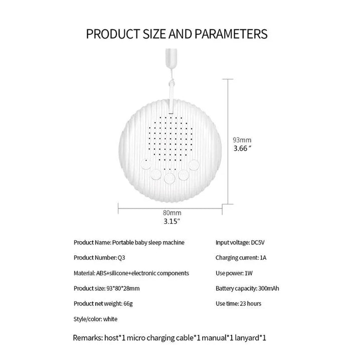 J15U White Noise Machine — 10 Natural Sounds, USB‑Rechargeable Sleep Aid