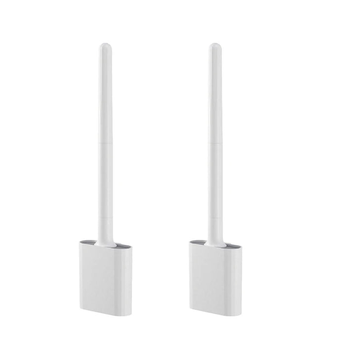 Mini Silicone Toilet Brush with Anti‑Drip Base — Flexible Soft Bristles, Quick‑Dry Holder