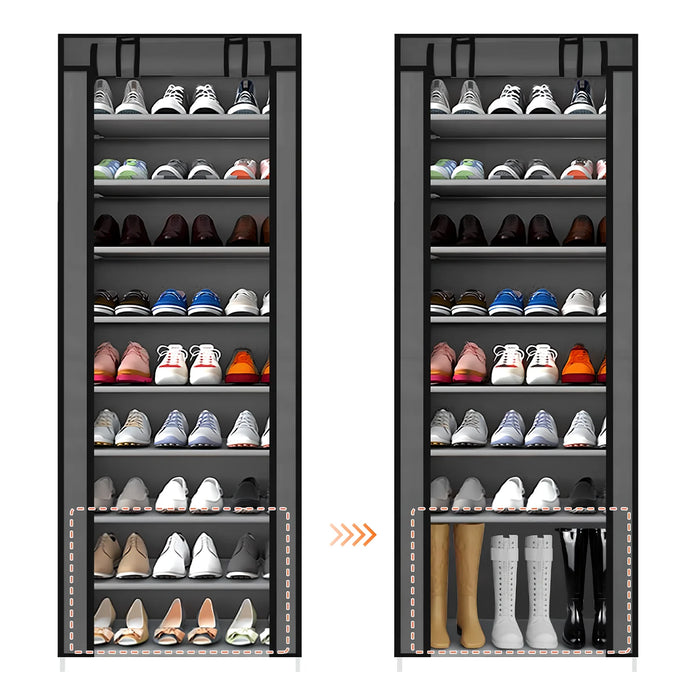 Adjustable 9-Compartment Shoe Cabinet 60 x 30 x 155cm – Dust-proof Multi-layer
