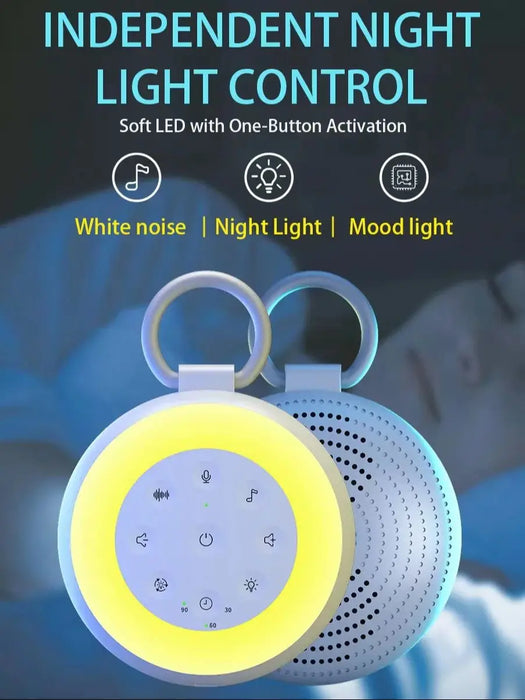 White Noise Machine — 24 Soothing Sounds, Rechargeable Night Light, Portable (USB & Bluetooth)