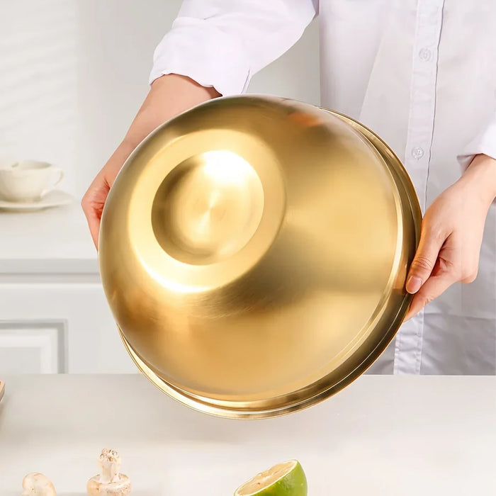 10-piece Gold Stainless Steel Mixing Bowl Set with Lids & Sharpener - Dishwasher-safe