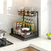 Under-sink Pull-out Metal Organiser — Sliding Storage Shelf for Kitchen (Black/White)