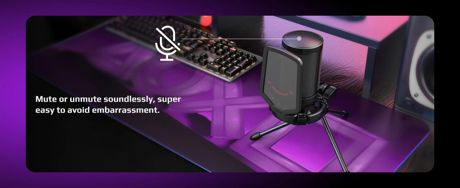 USB Condenser Gaming Microphone A6V — RGB, Pop Filter & Shock Mount