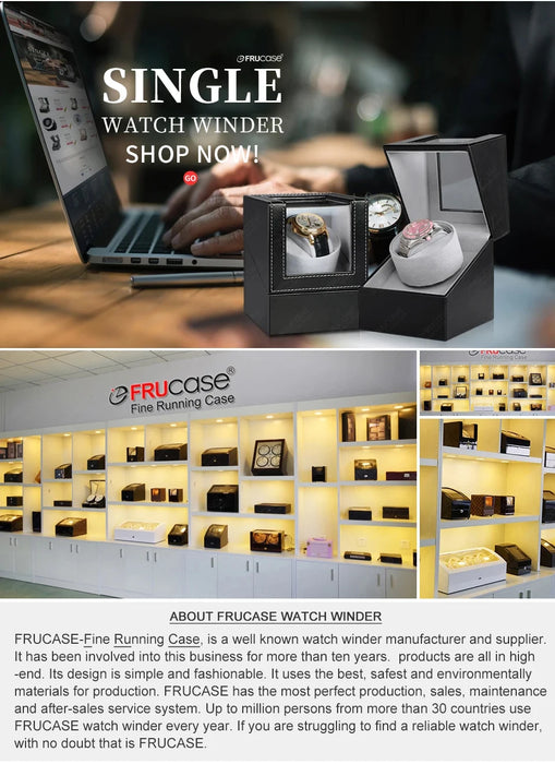PU Watch Winder for Automatic Watches — 1 or 2 Watch, 2 Rotation Modes