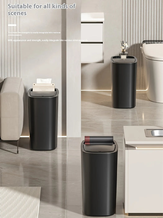 Large-capacity Oval Rubbish Bin with Press Lid — Odour-sealing PP Bin for Home