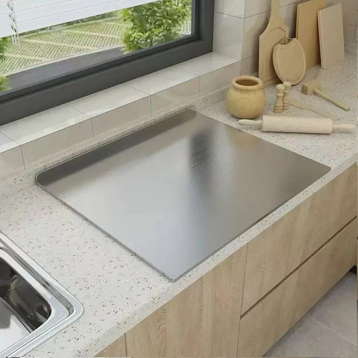 L-shaped Stainless Steel Double-Sided Chopping Board — Large Cutting & Kneading Panel