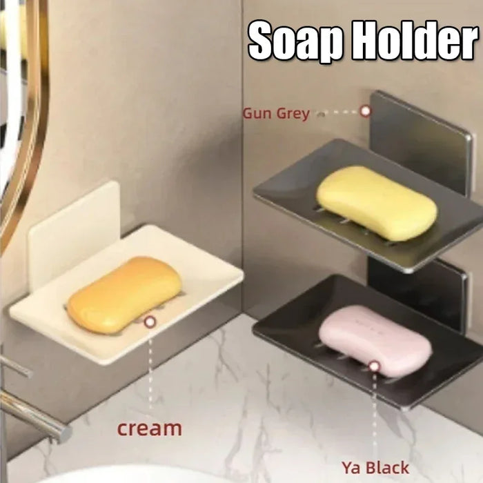 No-Drill Wall-Mounted Space Aluminium Soap Rack — Single or 3-Pack, Black/Grey/White