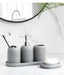 5-Piece Bathroom Accessory Set — Lotion Dispenser, Toothbrush Holder, Tumbler, Soap Dish & Tray (Beige or Grey)