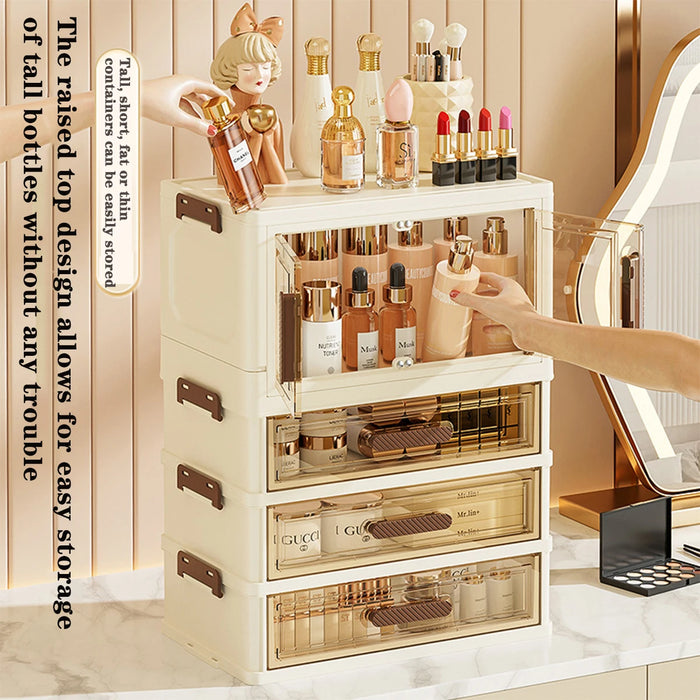 Foldable Transparent Drawer Cosmetic Organiser — Dustproof Multi‑Layer Makeup Storage