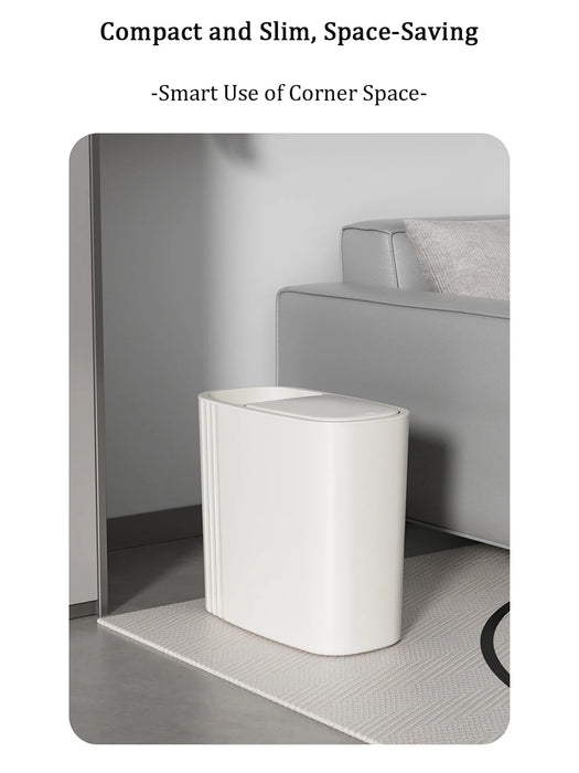 Large-capacity Oval Rubbish Bin with Press Lid — Odour-sealing PP Bin for Home