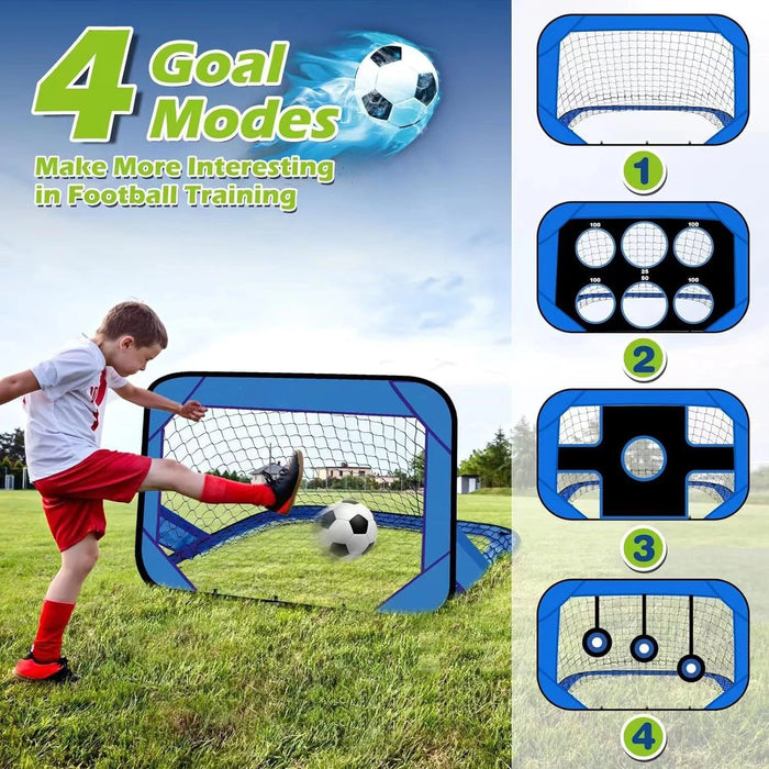 4-in-1 Pop-Up Kids Football Goal – Foldable 120×80×80cm Target Net