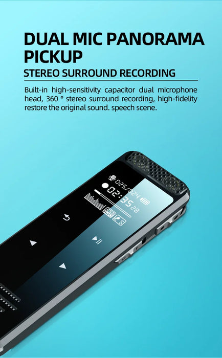 HD Voice‑Activated Digital Recorder (Touchscreen) with Noise Reduction & MP3