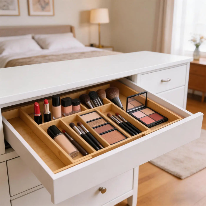 Adjustable Wooden Cutlery Tray Drawer Organiser — Expandable Divider